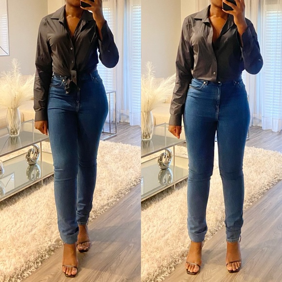 LAST CHANCE | Express Grey Button Down Blouse - Picture 2 of 2